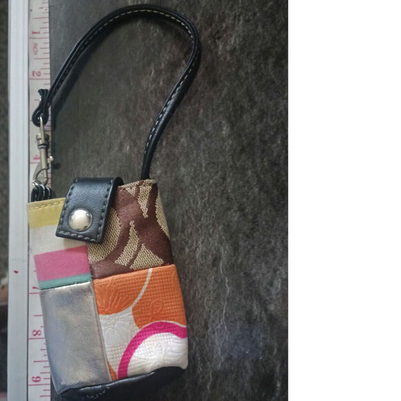 Small Patchwork Leather Canvas Fabric Multicolor  Multi print 3" x 9" - Picture 3 of 4